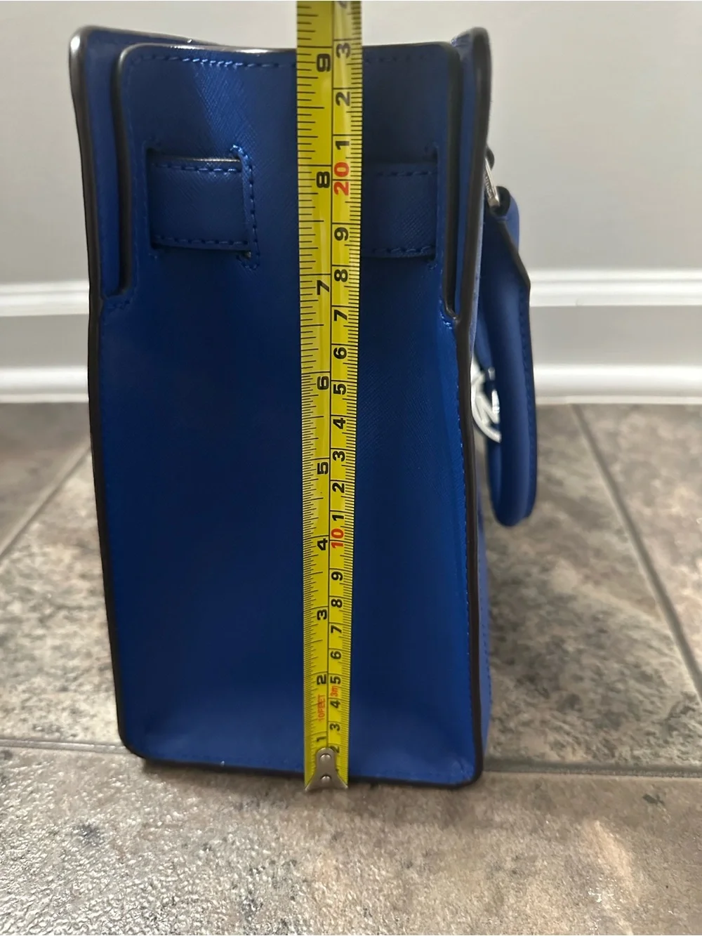 Michael Kors Royal Blue Saffiano Satchel with MK Charm
